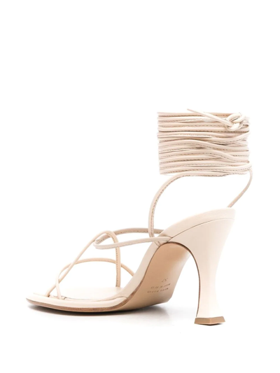 Shop Ilio Smeraldo Calf-length Strappy Sandals In Neutrals