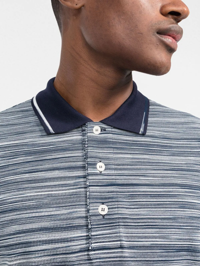 Shop Missoni Horizontal-stripe Knitted Polo Shirt In Blau