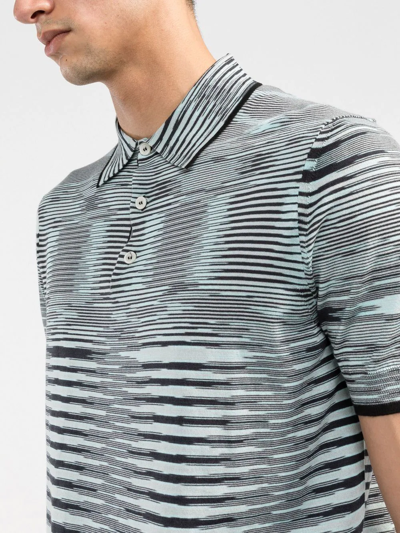 Shop Missoni Marl-knit Polo Shirt In Blau