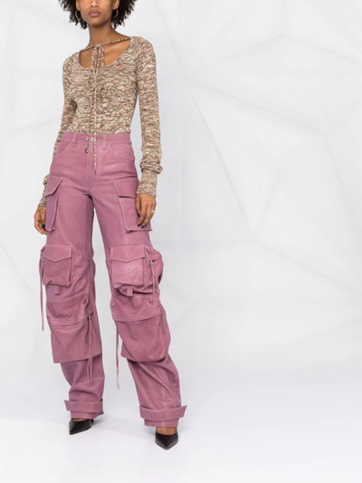 Attico Tie-fastening Knitted Top In Neutrals