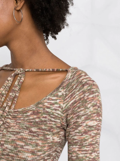 Attico Tie-fastening Knitted Top In Neutrals