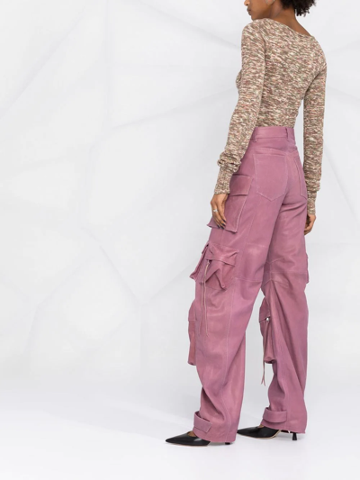 Attico Tie-fastening Knitted Top In Neutrals