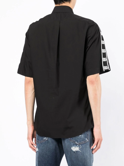 Shop Dolce & Gabbana Logo-tape Cotton Shirt In Black