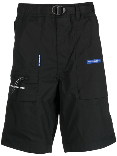 Shop Aape By A Bathing Ape Belted Multi-pocket Bermuda Shorts In Schwarz
