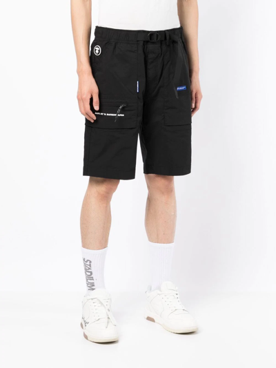 Shop Aape By A Bathing Ape Belted Multi-pocket Bermuda Shorts In Schwarz