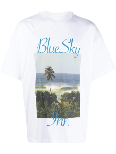 Shop Blue Sky Inn Graphic Print Cotton T-shirt In White