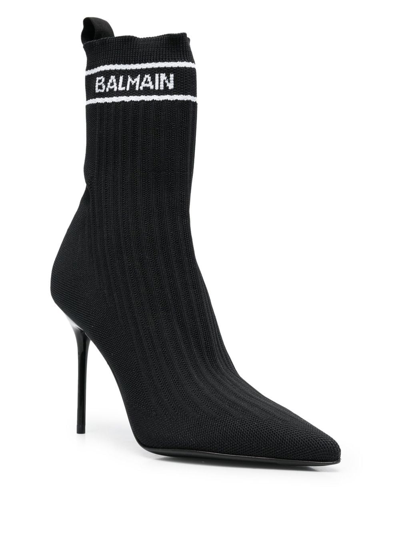 Shop Balmain Sock-style Stiletto Boots In Schwarz