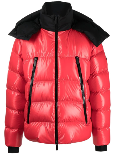 Shop Moncler Hooded Down Jacket In Rot
