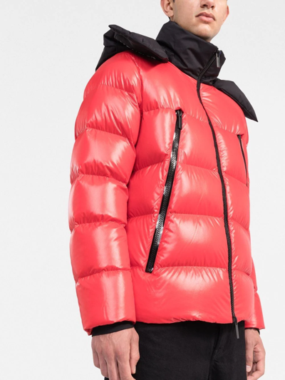 Shop Moncler Hooded Down Jacket In Rot