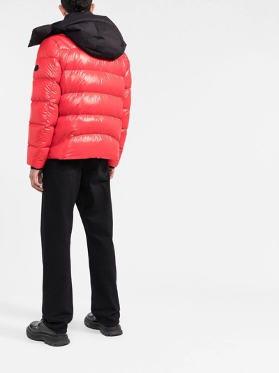 Shop Moncler Hooded Down Jacket In Rot