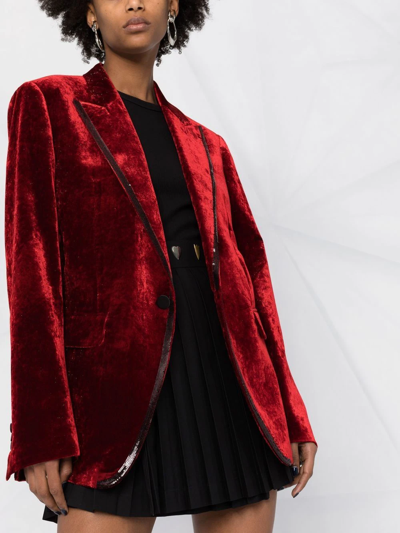 Shop Dsquared2 Embellished-trim Velvet Blazer In Rot