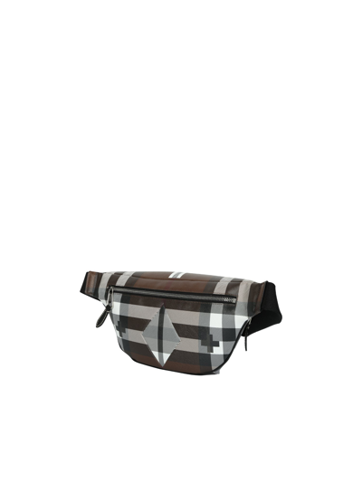 Shop Burberry Belt Bag With Checked Print In Brown