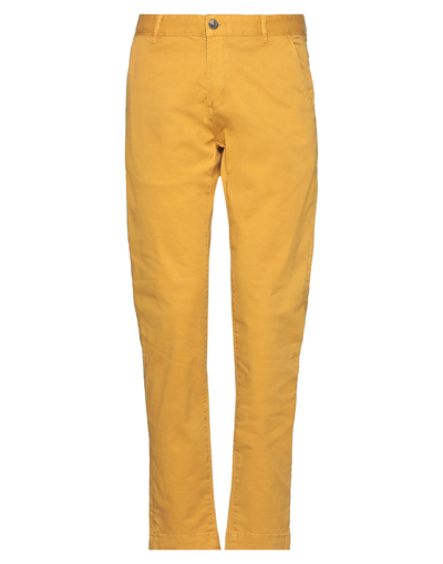 Shop Hermitage Man Pants Ocher Size 30 Cotton, Elastane In Yellow