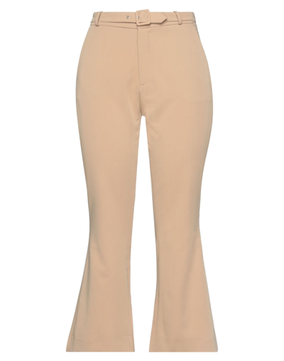 Shop Jijil Woman Cropped Pants Beige Size 6 Polyester, Viscose, Elastane