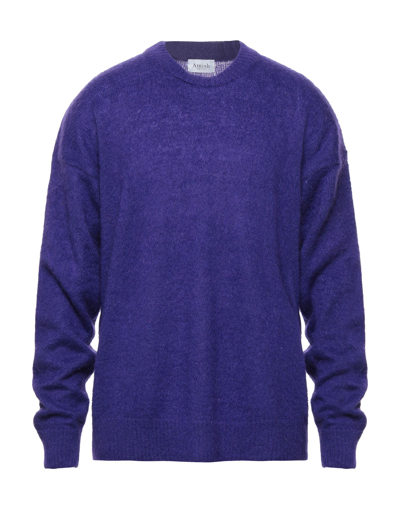 Shop Amish Man Sweater Purple Size Xl Acrylic, Mohair Wool, Polyamide