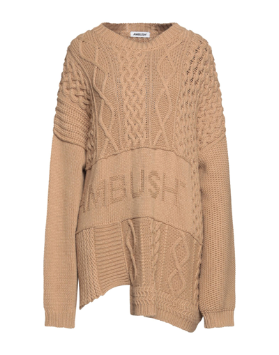 Shop Ambush Woman Sweater Camel Size S Polyamide, Wool, Viscose, Cashmere In Beige