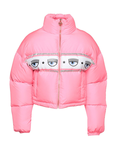 Shop Chiara Ferragni Woman Down Jacket Fuchsia Size 8 Polyester In Pink