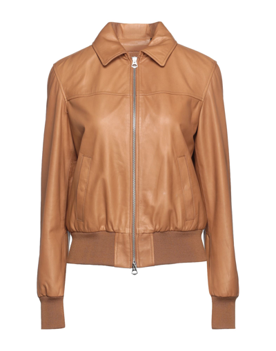 Shop Masterpelle Woman Jacket Tan Size 6 Soft Leather In Brown