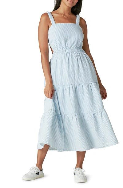 Shop Lucky Brand Stripe Open Back Cotton & Linen Sundress In On Track