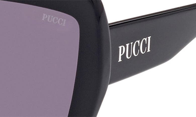 Shop Emilio Pucci 58mm Butterfly Sunglasses In Shiny Black / Smoke