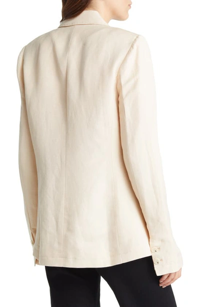 Paige Dawson Linen Double-breasted Blazer In Ecru