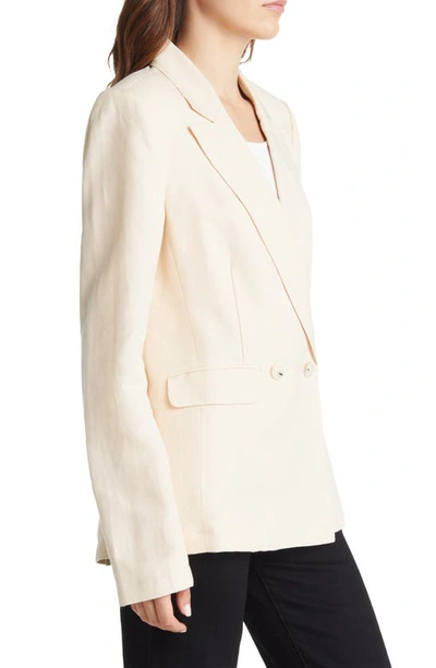 Paige Dawson Linen Double-breasted Blazer In Ecru