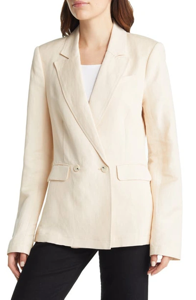 Paige Dawson Linen Double-breasted Blazer In Ecru