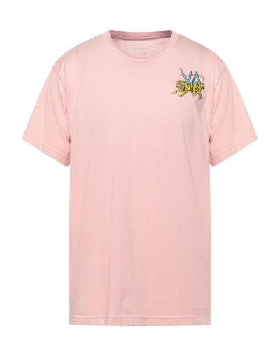 Shop Rvca Man T-shirt Salmon Pink Size L Cotton, Polyester