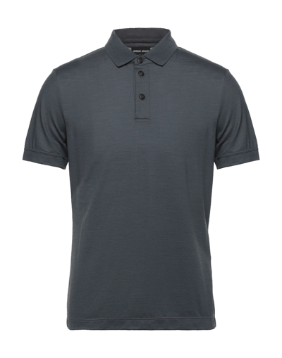 Shop Giorgio Armani Man Polo Shirt Lead Size 38 Virgin Wool, Wool In Grey