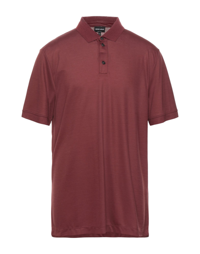 Shop Giorgio Armani Man Polo Shirt Brick Red Size 42 Virgin Wool, Wool