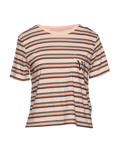 Shop Rvca Woman T-shirt Salmon Pink Size S Cotton