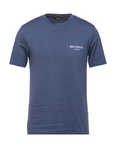 Shop Balmain Man T-shirt Blue Size M Cotton