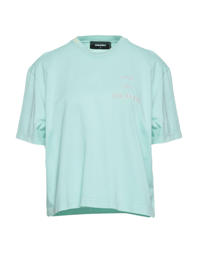 Shop Dsquared2 Woman T-shirt Light Green Size L Cotton