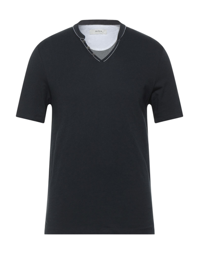 Shop Alpha Studio Man T-shirt Midnight Blue Size 40 Cotton