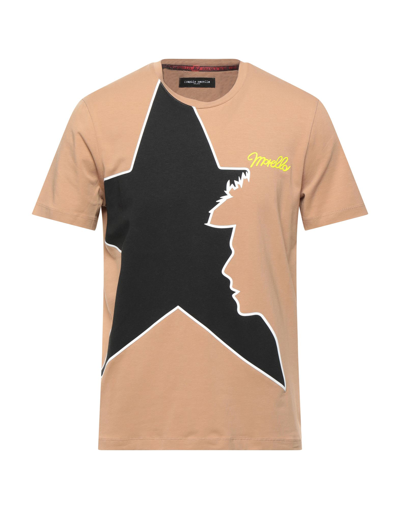 Shop Frankie Morello Man T-shirt Camel Size M Cotton, Elastane In Beige