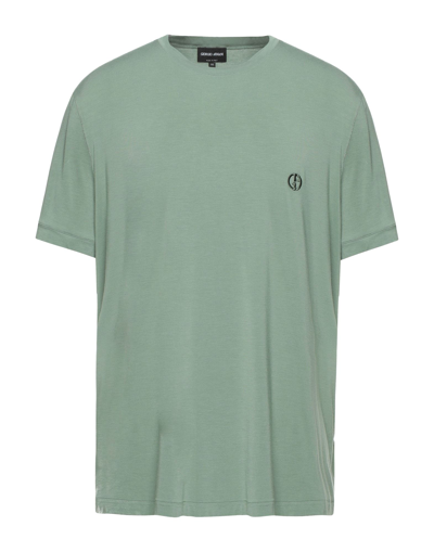 Shop Giorgio Armani Man T-shirt Green Size 44 Viscose, Elastane