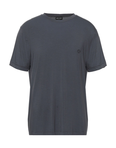 Shop Giorgio Armani Man T-shirt Lead Size 46 Viscose, Elastane In Grey