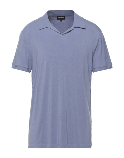 Shop Giorgio Armani Man Polo Shirt Lilac Size 42 Viscose, Elastane In Purple