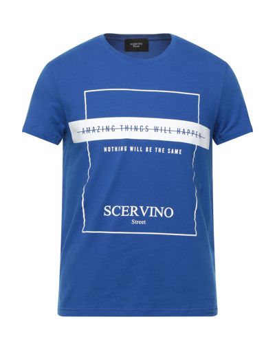 Shop Ermanno Scervino Man T-shirt Blue Size L Cotton, Elastane