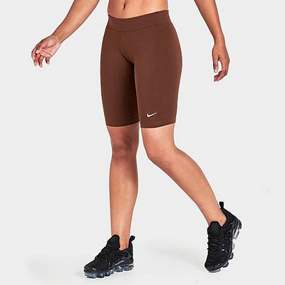 Shop Nike Women's Sportswear Essential Bike Shorts In Cacao Wow/white