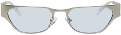 Shop A Better Feeling Silver Echino Sunglasses In Cloud Blue