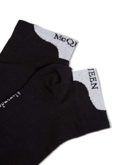 Shop Alexander Mcqueen Women's Black Cotton Socks With Logo