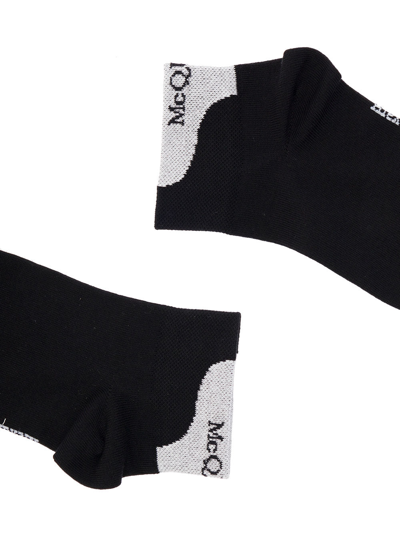 Shop Alexander Mcqueen Women's Black Cotton Socks With Logo