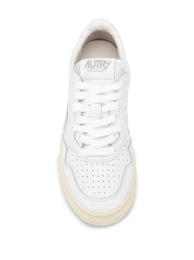Shop Autry Woman's White Leather  Low Sneakers
