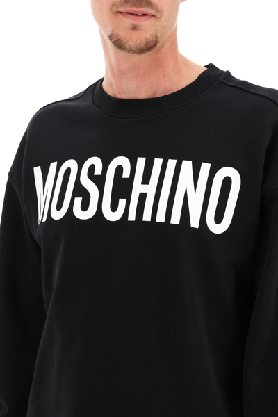 Shop Moschino Logo Print Sweatshirt In Black,white