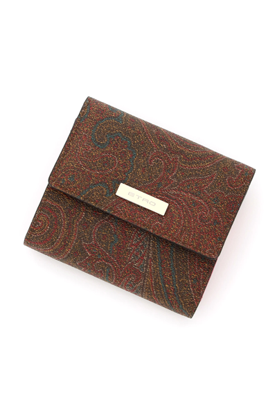 Shop Etro Paisley Wallet In Brown,orange,fuchsia,yellow