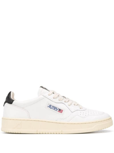 Shop Autry Low White And Black Leather Sneakers  Man