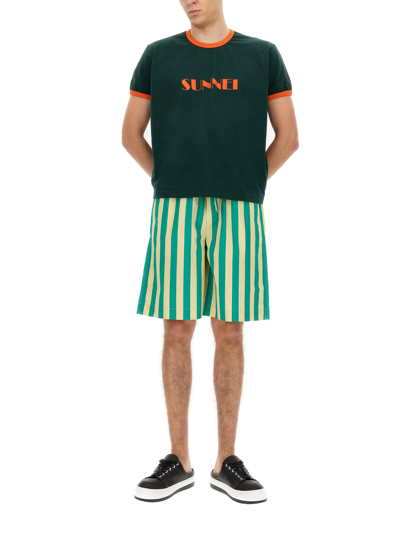 Shop Sunnei Striped Pattern Bermuda Shorts In Multicolor