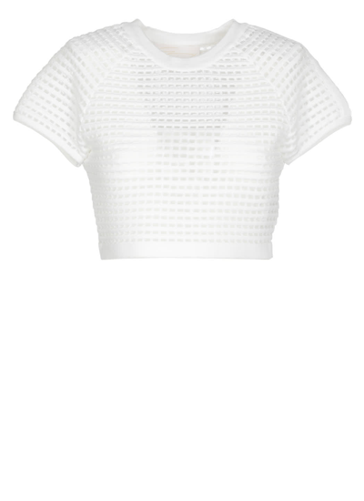 Shop Genny Knitted Cropped Top In Whte