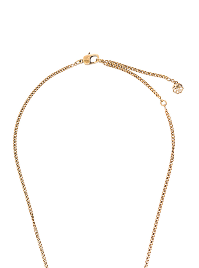 Shop Alexander Mcqueen Womans Pave Skull Golden Brass Necklace With Skull Pendant Detail In Metallic